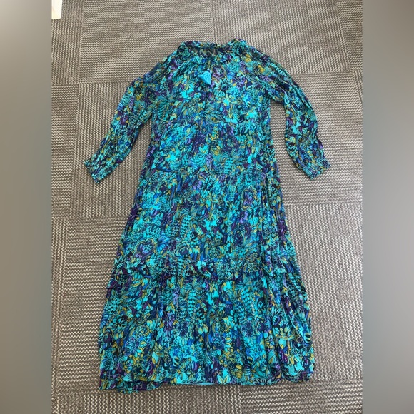 NWT By Anthropologie The Marais Printed Chiffon Maxi Dress In Blue, size XL - Picture 2 of 12